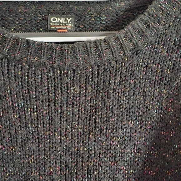 ONLY Women's Black Rainbow Sparkle Knit Sweater Size Medium - Picture 2 of 7